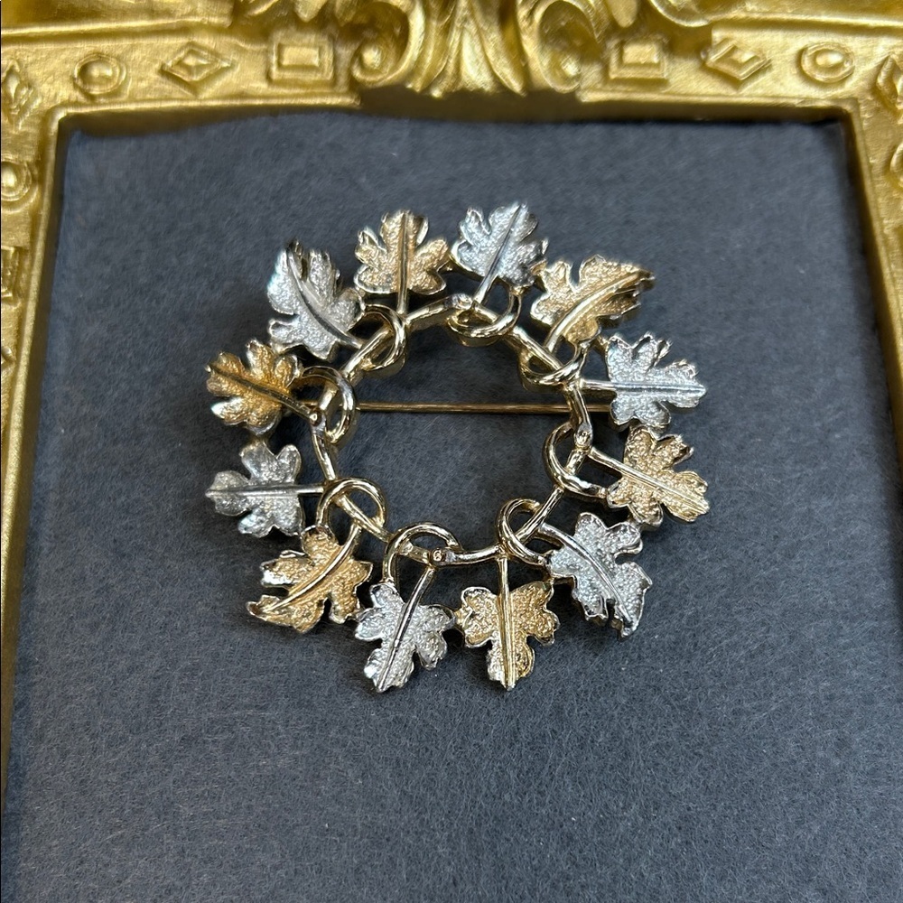 1968 Sarah Coventry Gold and Silver Leaf Brooch